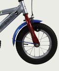 12.116 - BikeFlip, 12 inch kinderfiets, terugtraprem, handrem, kabelslot, siliconen verlichting, zilver fiets
