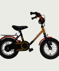 12.34 - BikeFlip, 12 inch, kinderfiets, zwart, oranje, terugtraprem, handrem, geen versnellingen, kabelslot, 85-100 cm fiets