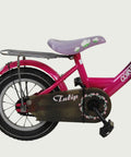 12.67 - BikeFlip, refurbished 12 inch, roze fiets, bloemen thema, mandje voor, terugtraprem, handrem, kabelslot, stevig