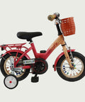 12 inch Gazelle kinderfiets, rood beige, terugtraprem, handrem, geen versnellingen, kabelslot, met mandje en spaakkralen