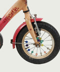 12 inch Gazelle kinderfiets, rood beige, terugtraprem, handrem, geen versnellingen, kabelslot, met mandje en spaakkralen