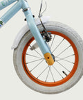 14.27 - BikeFlip, 14 inch fiets, blauwe fiets, terugtraprem, handrem, geen versnellingen, kabelslot, kinderfiets