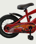 12.80 - BikeFlip, 12 inch kinderfiets, rode fiets, Cars thema, terugtraprem, handrem, kabelslot, stoer, avontuurlijk