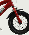 12.80 - BikeFlip, 12 inch kinderfiets, rode fiets, Cars thema, terugtraprem, handrem, kabelslot, stoer, avontuurlijk
