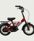 12.125 - BikeFlip, 12 inch kinderfiets, Loekie fiets, rode kinderfiets, terugtraprem, handrem, peuterfiets, kabelslot