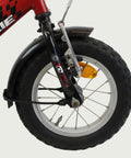 12.125 - BikeFlip, 12 inch kinderfiets, Loekie fiets, rode kinderfiets, terugtraprem, handrem, peuterfiets, kabelslot
