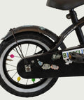 12.38 - BikeFlip, 12 inch, zwarte fiets, spaakkralen, terugtraprem, handrem, geen versnellingen, kabelslot, zijwieltjes