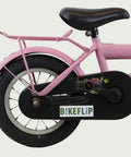 12.44 - BikeFlip, kinderfiets, 12 inch, roze fiets, terugtraprem, handrem, geen versnellingen, kabelslot, zijwieltjes