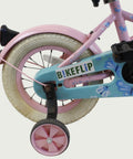 12.128 - BikeFlip, 12 inch kinderfiets, roze kinderfiets, Joop fiets, terugtraprem, zijwieltjes, kabelslot, peuterfiets