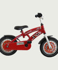12.78 - BikeFlip, 12 inch kinderfiets, rood, Lightning McQueen, Cars thema, terugtraprem, handrem, kabelslot, stoer, racen