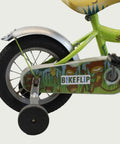 12.58 - BikeFlip, kinderfiets, 12 inch, groene fiets, terugtraprem, handrem, kabelslot, stevig, lichtgewicht, duurzaam
