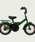 12.145 - BikeFlip, 12 inch kinderfiets, groene kinderfiets, avontuurlijke fiets, zijwieltjes, terugtraprem, handrem