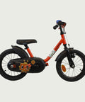 14.21 - BikeFlip, 14 inch fiets, oranje B'twin fiets, handremmen, geen versnellingen, kabelslot, vaste verlichting