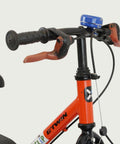 14.21 - BikeFlip, 14 inch fiets, oranje B'twin fiets, handremmen, geen versnellingen, kabelslot, vaste verlichting
