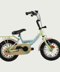 12.79 - BikeFlip, 12 inch kinderfiets, lichtgroen en blauw fiets, terugtraprem, handrem, kabelslot, stoer, creatief design