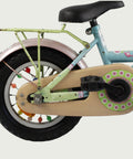 12.79 - BikeFlip, 12 inch kinderfiets, lichtgroen en blauw fiets, terugtraprem, handrem, kabelslot, stoer, creatief design