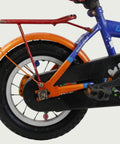 12.73 - BikeFlip, 12 inch kinderfiets, blauw en oranje fiets, veelkleurig, Loekie, spaakkralen, handrem, kabelslot,  balans