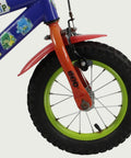 12.83 - BikeFlip, 12 inch kinderfiets, blauwe fiets, terugtraprem, handrem, geen versnellingen, kabelslot, vrolijk, kleurrijk