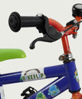 12.83 - BikeFlip, 12 inch kinderfiets, blauwe fiets, terugtraprem, handrem, geen versnellingen, kabelslot, vrolijk, kleurrijk
