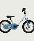 14.25 - BikeFlip, 14 inch fiets, witte fiets, handrem, geen versnellingen, kabelslot, kinderfiets, blauwe kettingbeschermer