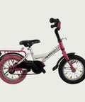 12.108, BikeFlip , 12 inch kinderfiets, roze en wit, 85-100 cm, terugtraprem, handrem, rekje, zijwieltjes beschikbaar