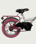 12.108, BikeFlip , 12 inch kinderfiets, roze en wit, 85-100 cm, terugtraprem, handrem, rekje, zijwieltjes beschikbaar