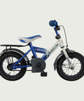 BikeFlip, 12.107, corvino fiets, blauw wit fiets, 12 inch kinderfiets, terugtraprem en handrem, geen versnellingen, kabelslot