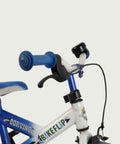 BikeFlip, 12.107, corvino fiets, blauw wit fiets, 12 inch kinderfiets, terugtraprem en handrem, geen versnellingen, kabelslot