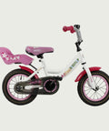 12.111 - BikeFlip, kleurrijke kinderfiets, 12 inch fiets, wit roze rood fiets, terugtraprem, met zijwieltjes, kinderen fiets