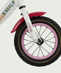 12.111 - BikeFlip, kleurrijke kinderfiets, 12 inch fiets, wit roze rood fiets, terugtraprem, met zijwieltjes, kinderen fiets