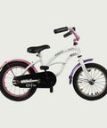 14.17 - BikeFlip, 14 inch kinderfiets, wit fiets, met spaakkralen, terugtraprem, geen versnellingen, kabelslot