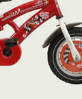 12.78 - BikeFlip, 12 inch kinderfiets, rood, Lightning McQueen, Cars thema, terugtraprem, handrem, kabelslot, stoer, racen