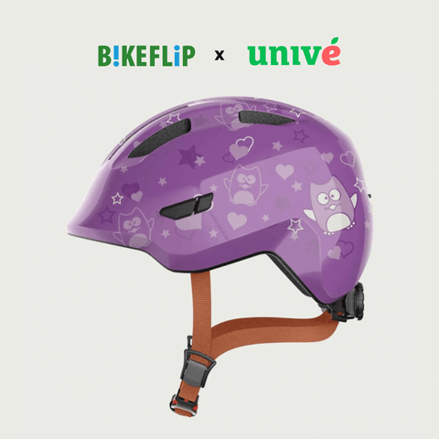 Abus kinderhelm paars smiley - Univé - BikeFlip