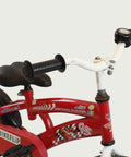 12.78 - BikeFlip, 12 inch kinderfiets, rood, Lightning McQueen, Cars thema, terugtraprem, handrem, kabelslot, stoer, racen