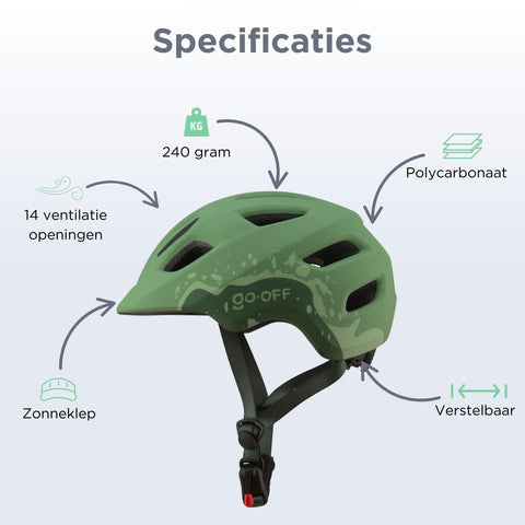 GO - OFF kinderhelm groen + helmslot kinderfiets - BikeFlip