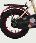 12.166 - BikeFlip, 12 inch kinderfiets, Loekie, spaakkralen, geel rood roze fiets, veelkleurig, terugtraprem, kabelslot