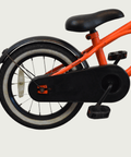 14.38 - BikeFlip, 14 inch fiets, oranje fiets, terugtraprem en handrem, geen versnellingen, kabelslot, verlichting