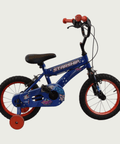 14.36 - BikeFlip, 14 inch fiets, blauwe kinderfiets, handremmen, geen versnellingen, kabelslot, fiets voor kinderen 95-105 cm