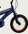 14.36 - BikeFlip, 14 inch fiets, blauwe kinderfiets, handremmen, geen versnellingen, kabelslot, fiets voor kinderen 95-105 cm