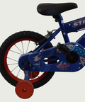 14.36 - BikeFlip, 14 inch fiets, blauwe kinderfiets, handremmen, geen versnellingen, kabelslot, fiets voor kinderen 95-105 cm
