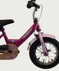 12.171 - BikeFlip, 12 inch roze fiets, kinderfiets, roze fiets, terugtraprem, geen versnellingen, kabelslot, bloemen thema