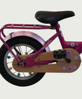 12.171 - BikeFlip, 12 inch roze fiets, kinderfiets, roze fiets, terugtraprem, geen versnellingen, kabelslot, bloemen thema