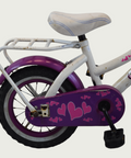 12.172 - BikeFlip, 12 inch, kinderfiets, witte fiets, terugtraprem, geen versnellingen, kabelslot, hart thema kinderfiets