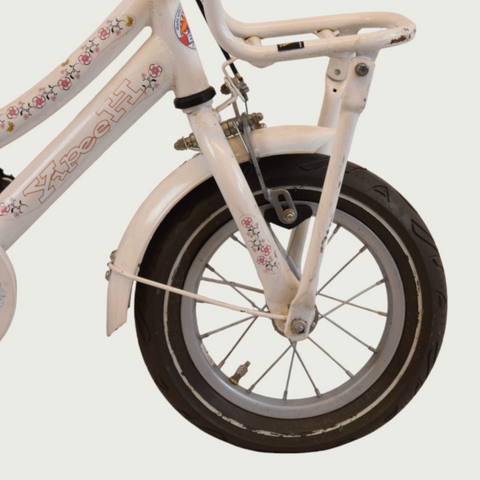 12.177 - BikeFlip, , kinderfiets, 12 inch fiets, witte fiets, terugtraprem, handrem, kabelslot, kinderfiets wit