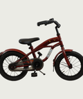 14.3 - BikeFlip, 14 inch fiets, donkerrode cruiser, terugtraprem, geen versnellingen, kabelslot, kinderfiets. rood fiets