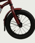14.3 - BikeFlip, 14 inch fiets, donkerrode cruiser, terugtraprem, geen versnellingen, kabelslot, kinderfiets. rood fiets