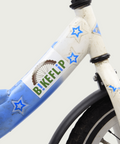 14.12 - BikeFlip, 14 inch kinderfiets, blauw wit fiets, terugtraprem, kabelslot, geen versnellingen, stoer, Popal merk