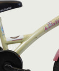 12.42 - BikeFlip, kinderfiets, 12 inch, gouden fiets, bloemenmandje, terugtraprem, handrem, geen versnellingen, kabelslot