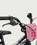 12.126 - BikeFlip, 12 inch kinderfiets, Frieda fiets, zwart roze kinderfiets, bloemetjes fiets, terugtraprem, handrem,