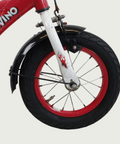 12.130 - BikeFlip, 12 inch kinderfiets, Rocky fiets, rode kinderfiets, terugtraprem, handrem, zijwieltjes, kabelslot